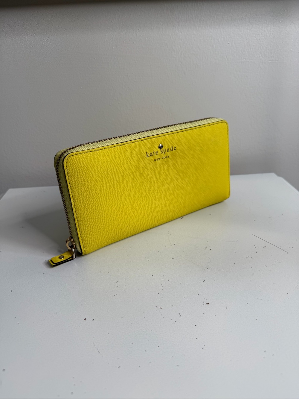 kate spade Vibrant Yellow Saffiano Zip Wallet